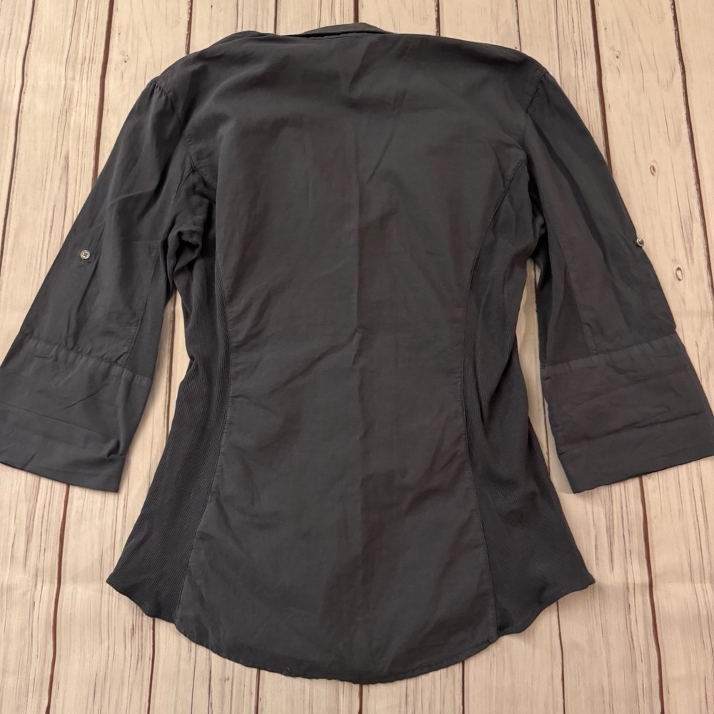 James Perse Three-Quarter Sleeve Button-Up Shirt Top Size 3 Blue Noir Women's - Picture 11 of 12